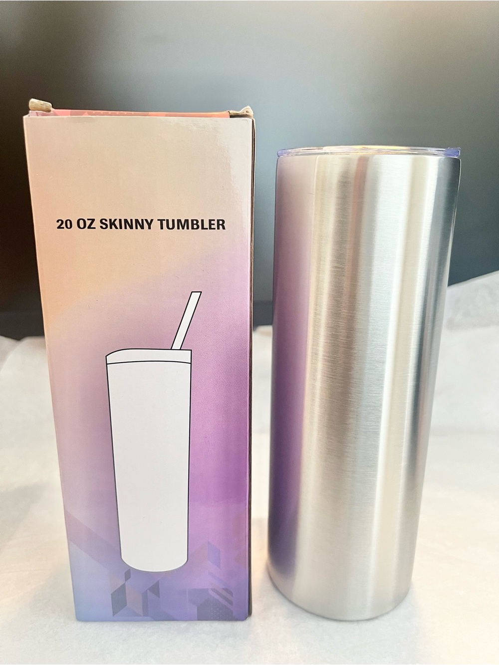 20 oz Skinny Stainless Steel Tumbler - Silver NIB